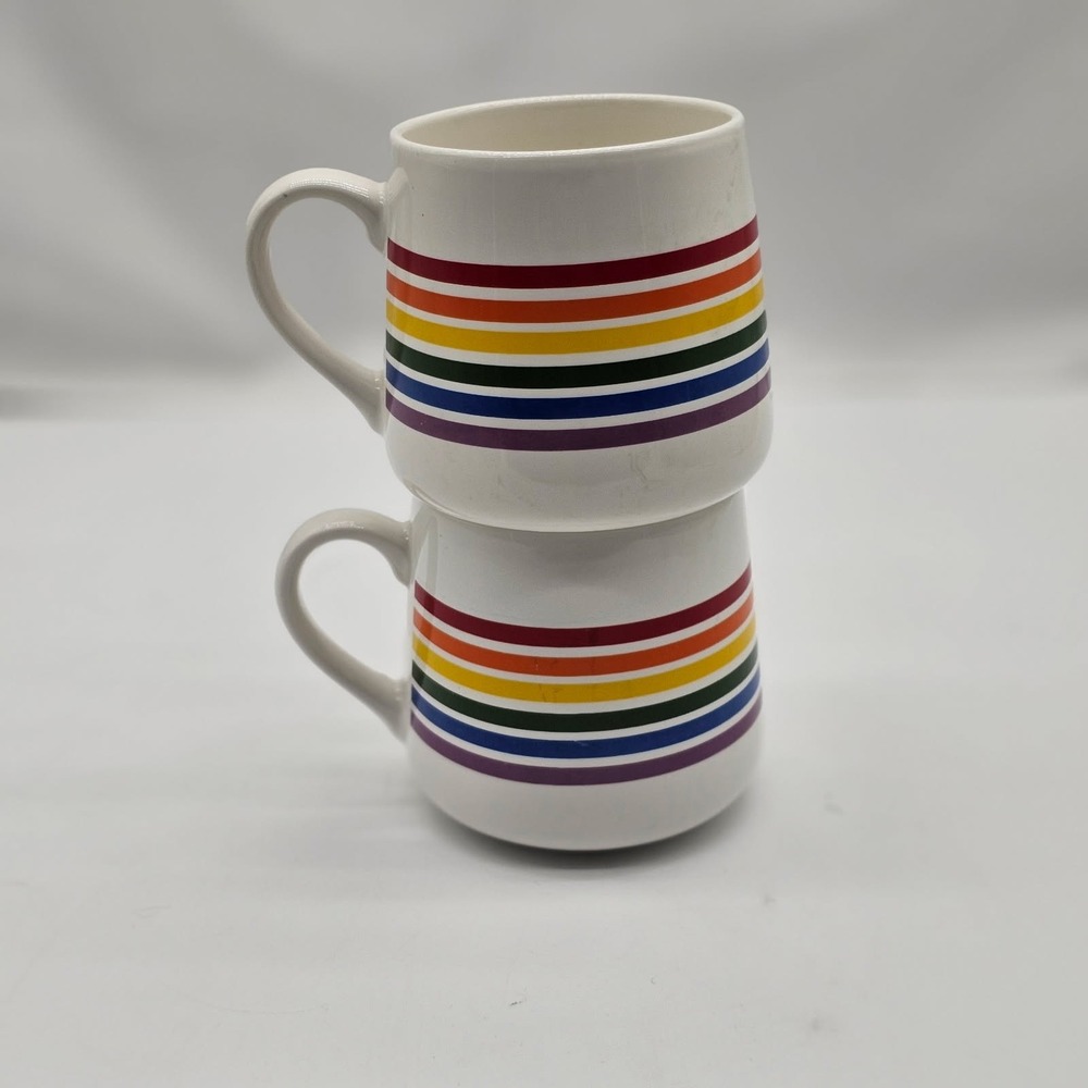 Love Is Love Multi-Color Horizontal Stripes Coco Tea Coffee 2 Cup Mug Rainbow - Picture 3 of 6